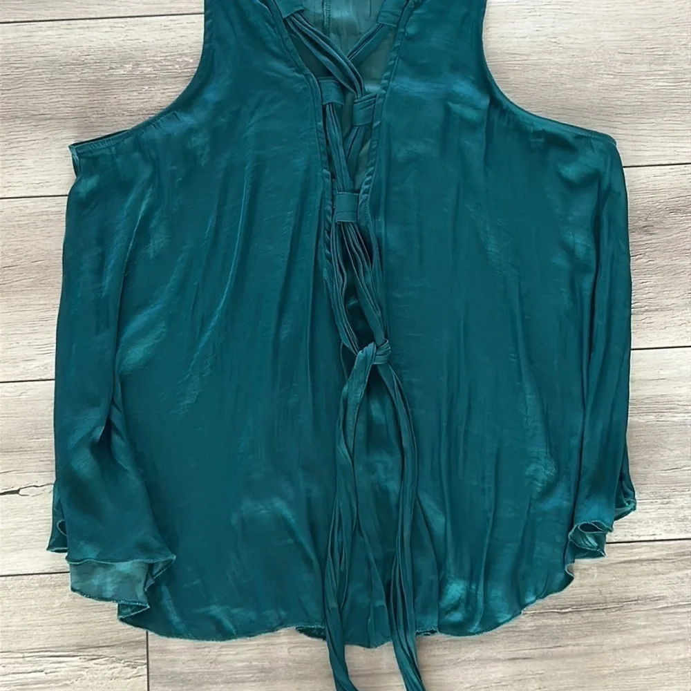 Free People size medium emerald green polyester tank top dressy